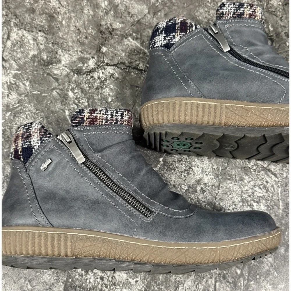 Spring Step Womens Relife Cleora Sherpa Lined Zip Boots Water Resistant Blue‎ 10